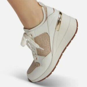 Aldo Kourtt Wedge Sneaker, White Gold, Size 7.5M